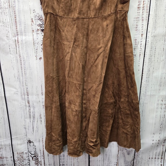 Polo Ralph Lauren Suede Dress Brown Sleeveless Knee Length Fit Flare Women Sz 6 - Picture 5 of 13